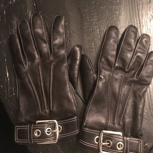 Coach black leather gloves